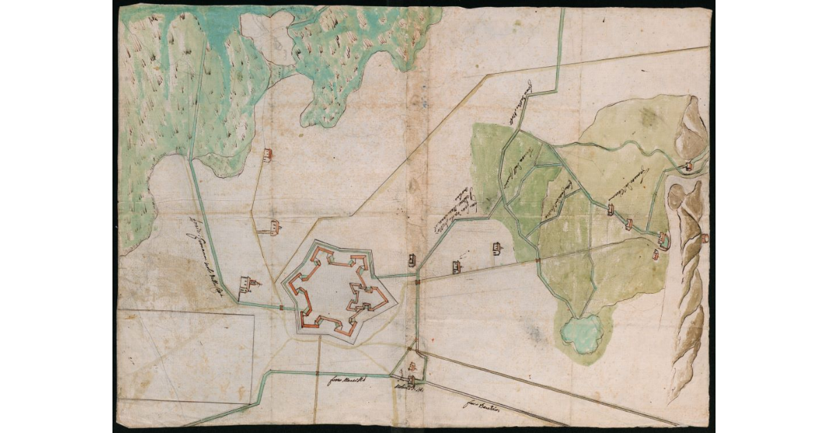 [Pianta della Pianura di Grosseto con i canali e gli acquitrini]