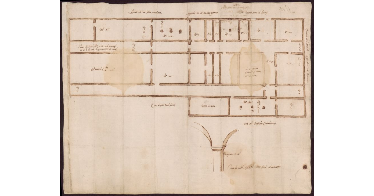 [Pianta di un edificio ad uso di stalle in Piazza San Marco a Firenze]