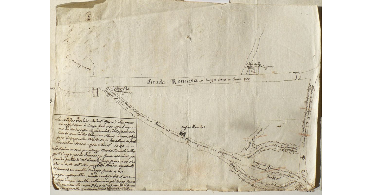 [Strada vecchia e progetto di nuova via che deviando dalla Consolare Romana presso Lucignano conduce direttamente a Vescovado]