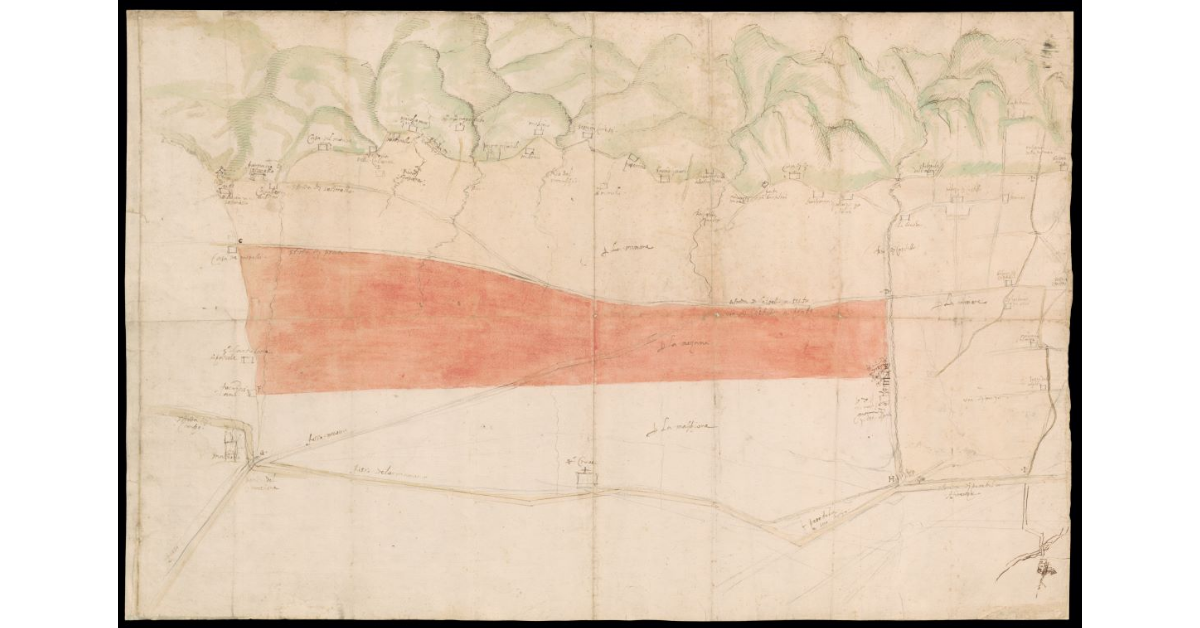 [Pianta delle strade e dei fossi fra Settimello, Castello e il Monte Morello fino all'Osmannoro e Peretola]
