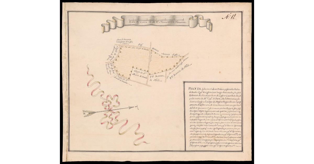 Pianta della metà di un podere posto nella Balia di Zuola Capitanato di Castro Caro, luogo detto Zuola