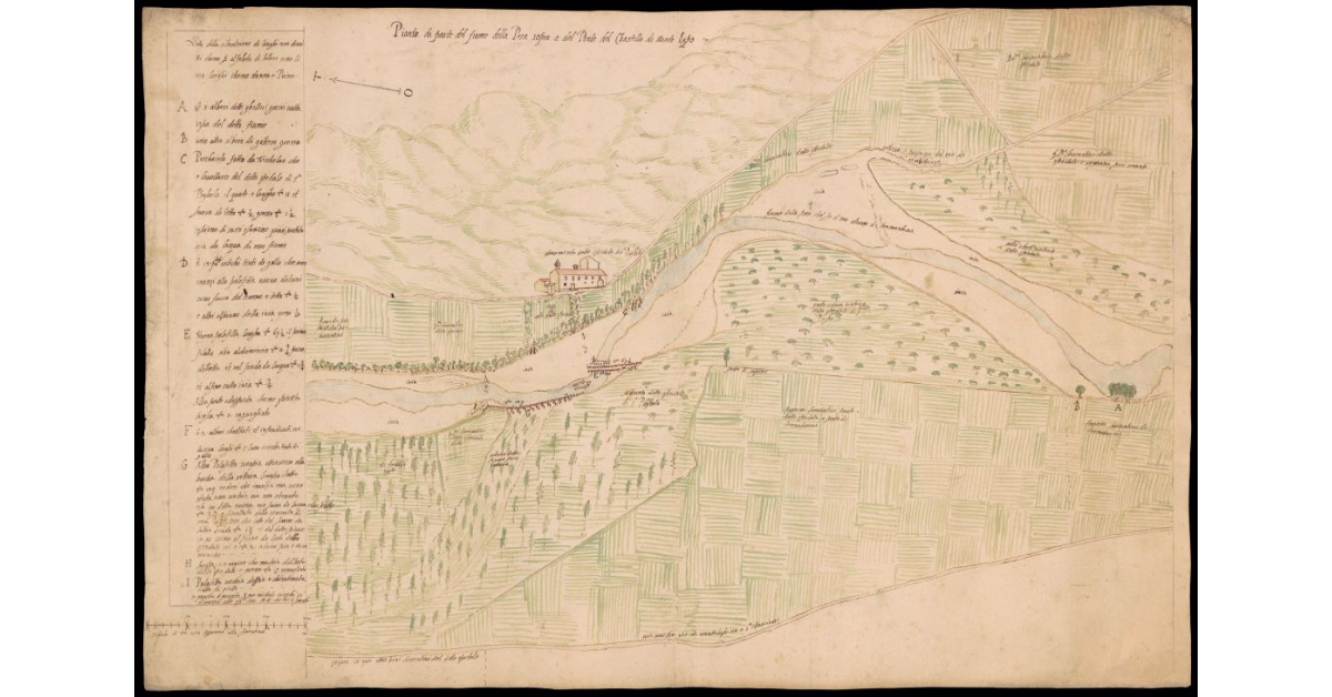 Pianta di parte del Fiume della Pesa sopra al Ponte del Castello di Monte Lupo