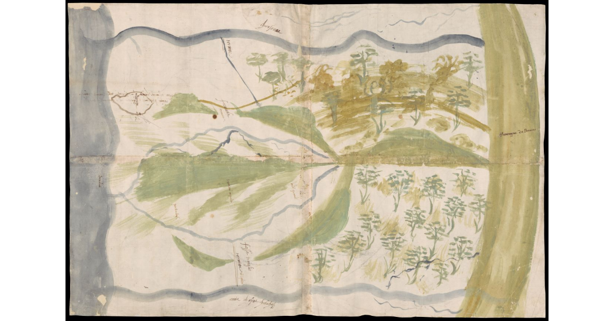 [Pianta di confinazioni nel territorio fra il fiume Serchio e l'Appennino]