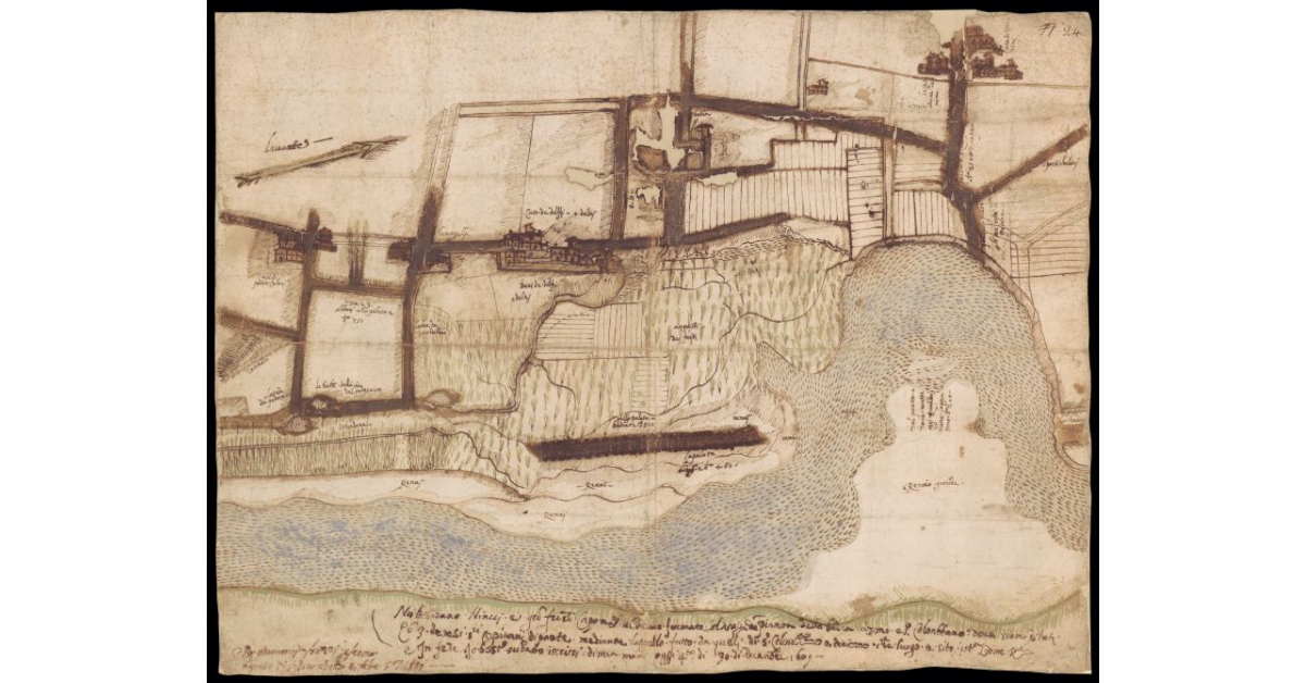 [Pianta di un tratto del fiume Arno a San Colombano e Badia a Settimo]