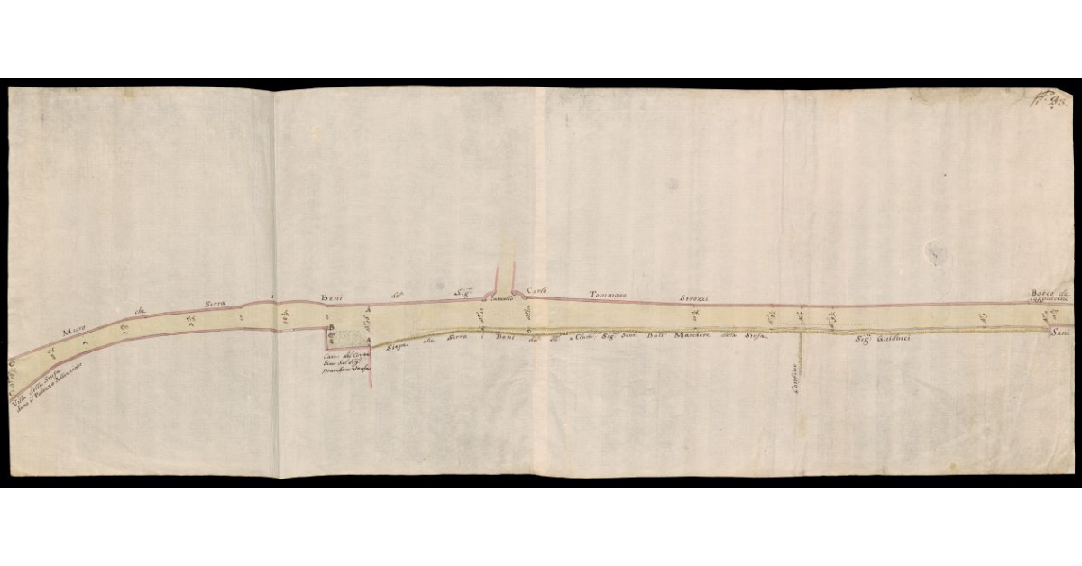 [Pianta della Strada Maestra che da Firenze va al Ponte a Rifredi, e che passa fra i beni di Carlo Strozzi e del Marchese Della Stufa]
