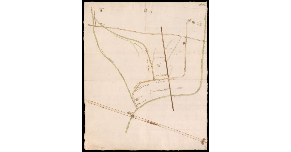 [Pianta del territorio empolese presso la confluenza del Rio di San Donato e della Piovola nel fiume Orme]