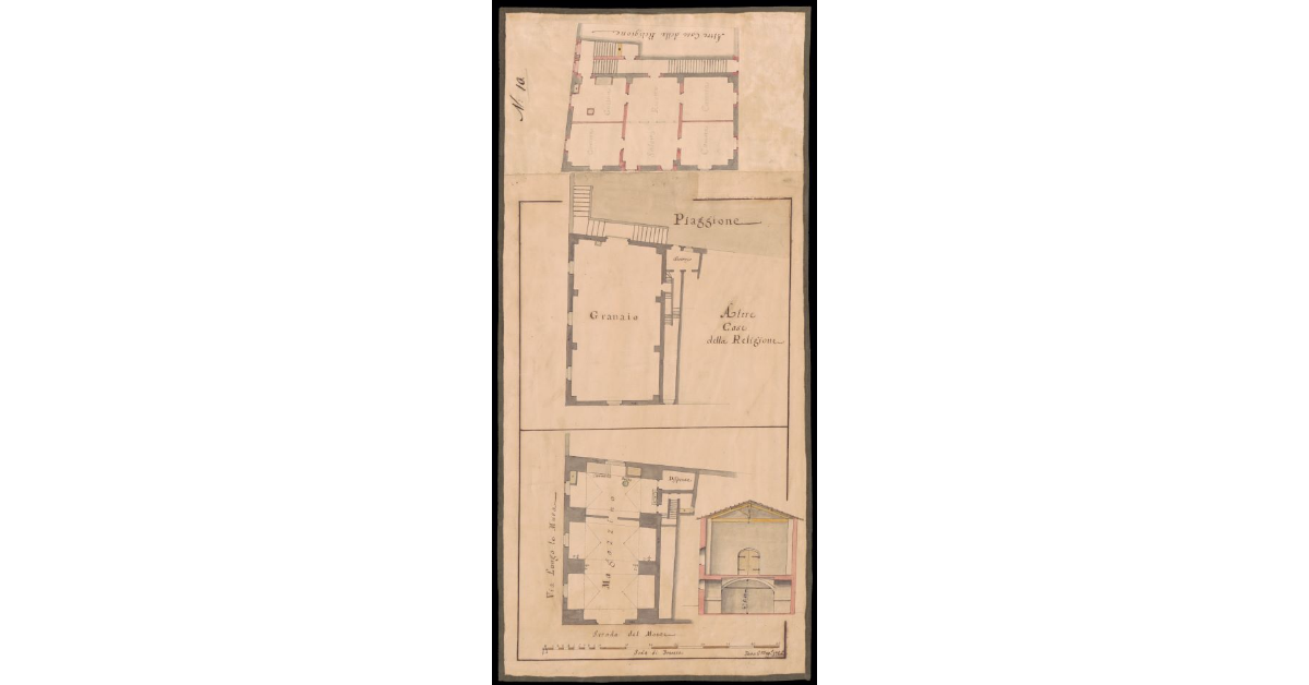 [Piante e alzato di edifici di proprietà dei Cavalieri di S. Stefano posti in Pisa]