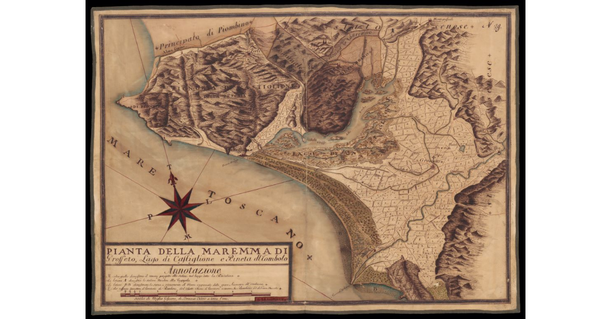 Pianta della Maremma di Grosseto, Lago di Castiglione e Pineta del Tombolo