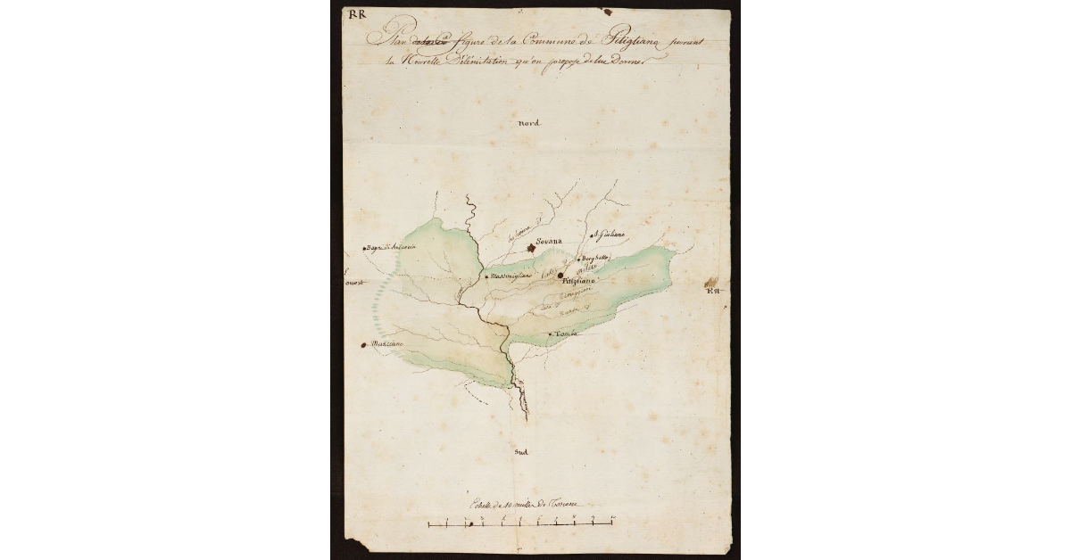 Plan figuré de la Commune de Pitigliano suivant la nouvelle delimitation qu'on propose de lui donner