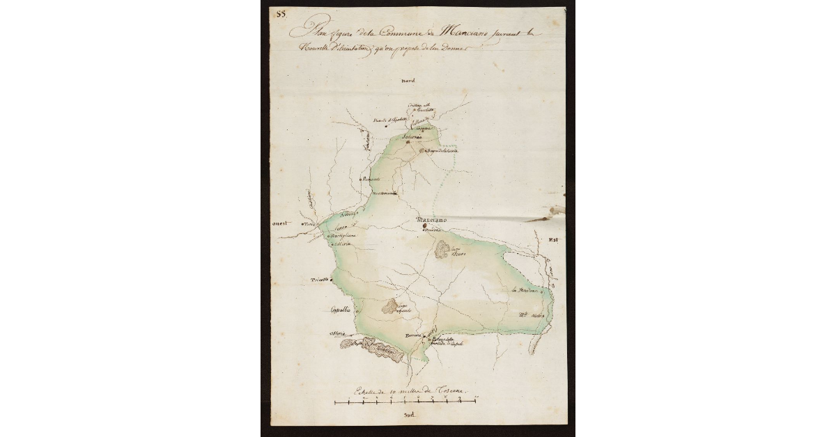 Plan figuré de la Commune de Manciano suivant la nouvelle delimitation qu'on propose de lui donner