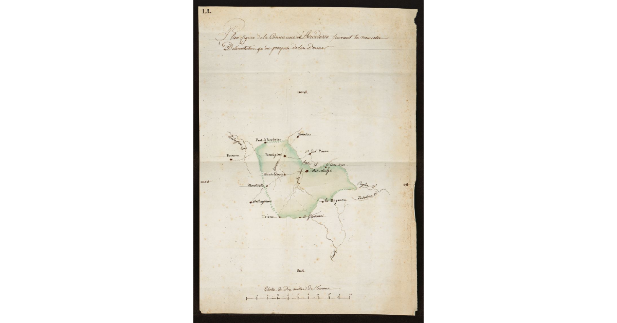 Plan figuré de la Commune d'Arcidosso suivant la nouvelle delimitation qu'on propose de lui donner