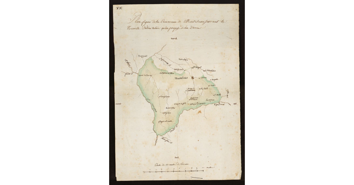 Plan figuré de la Commune de Montalcino suivant la nouvelle delimitation qu'on propose de lui donner