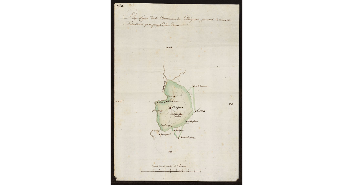 Plan figuré de la Commune de Cinigiano suivant la nouvelle delimitation qu'on propose de lui donner