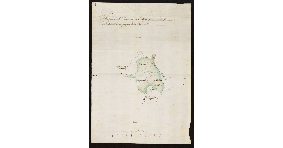 Plan figuré de la Commune de Cetona suivant la nouvelle delimitation qu'on propose de lui donner
