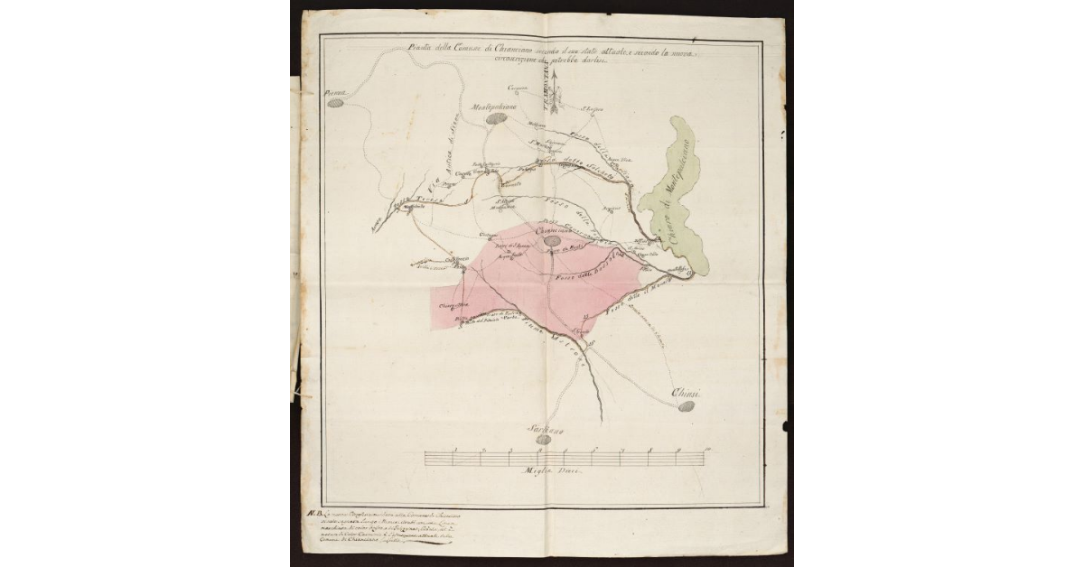 Pianta della Comune di Chianciano secondo il suo stato attuale e secondo la nuova circoscrizione che potrebbe darlisi