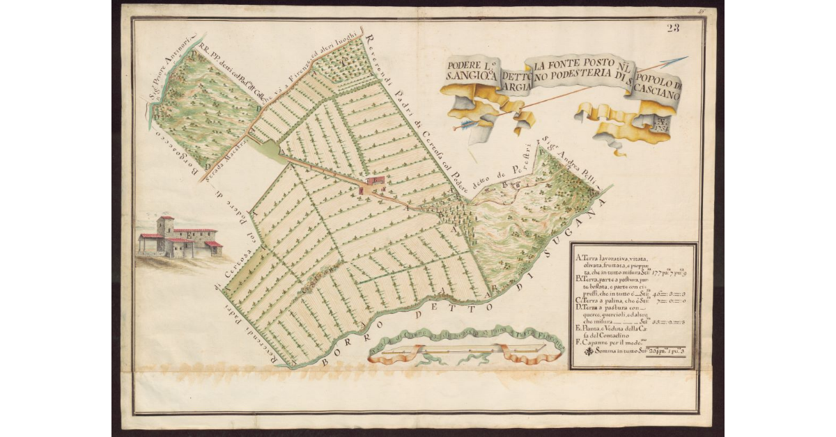 Podere luogo detto La Fonte posto nel Popolo di S. Angiolo a Argiano Podesteria di S. Casciano