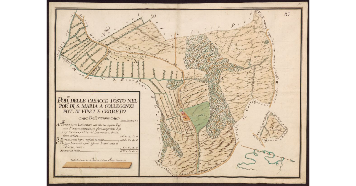 Podere della Casacce posto nel Popolo di S. Maria a Collegonzi Potesteria di Vinci e Cerreto