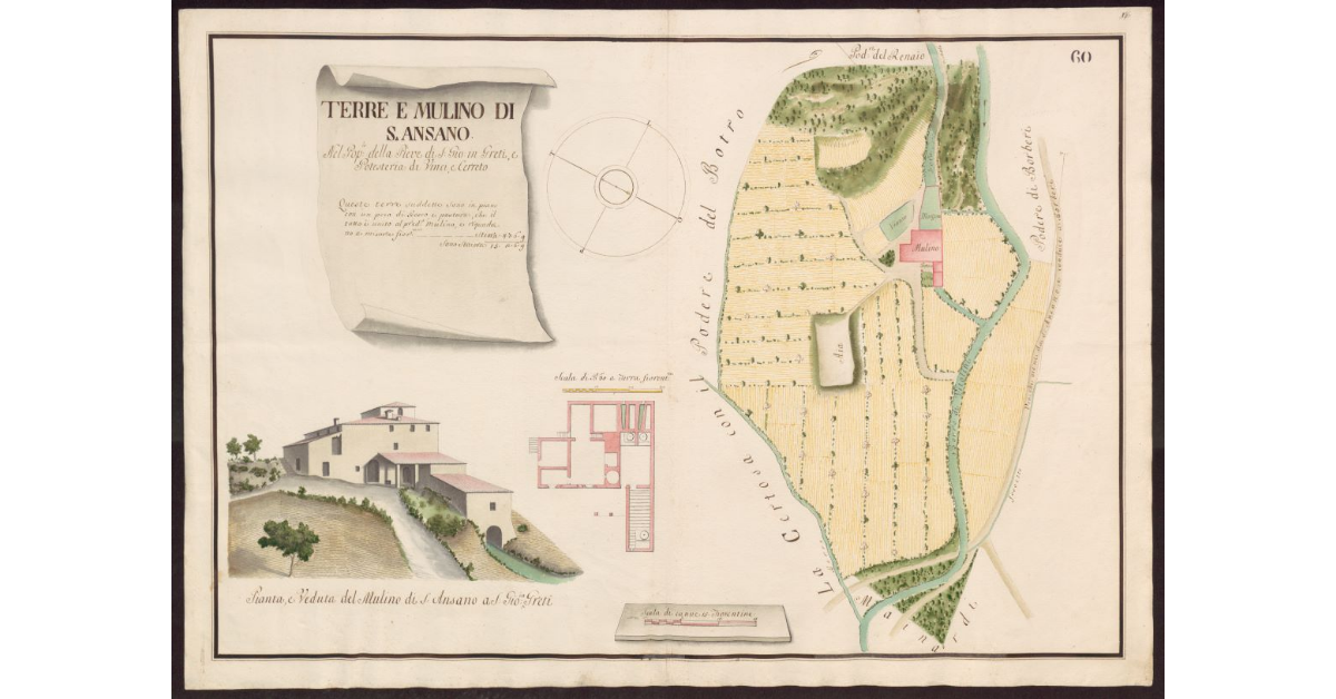 Terre e mulino di S. Ansano nel Popolo della Pieve di S. Gio. in Greti, e Potesteria di Vinci e Cerreto