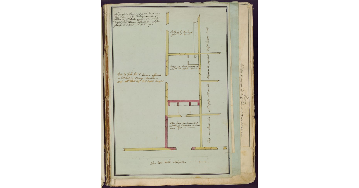 [Pianta di una casa con stalla in Via della Nonziatina a Firenze]
