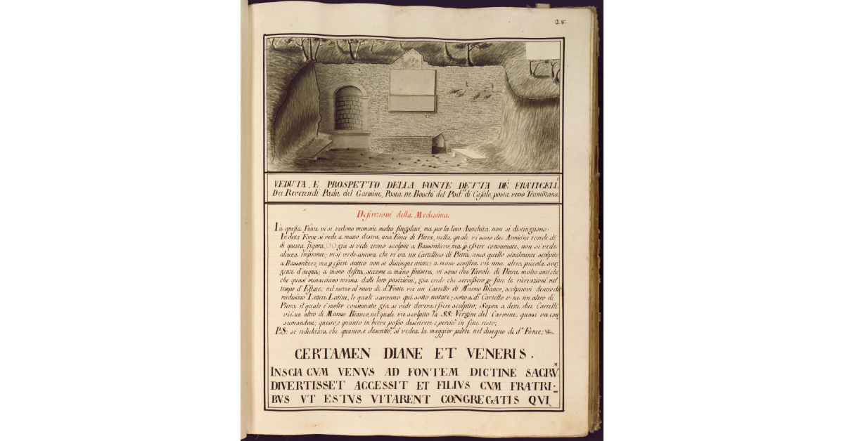 Veduta e prospetto della Fonte detta de' Fraticelli dei Reverendi Padri del Carmine, posta ne boschi del Podere di Casale