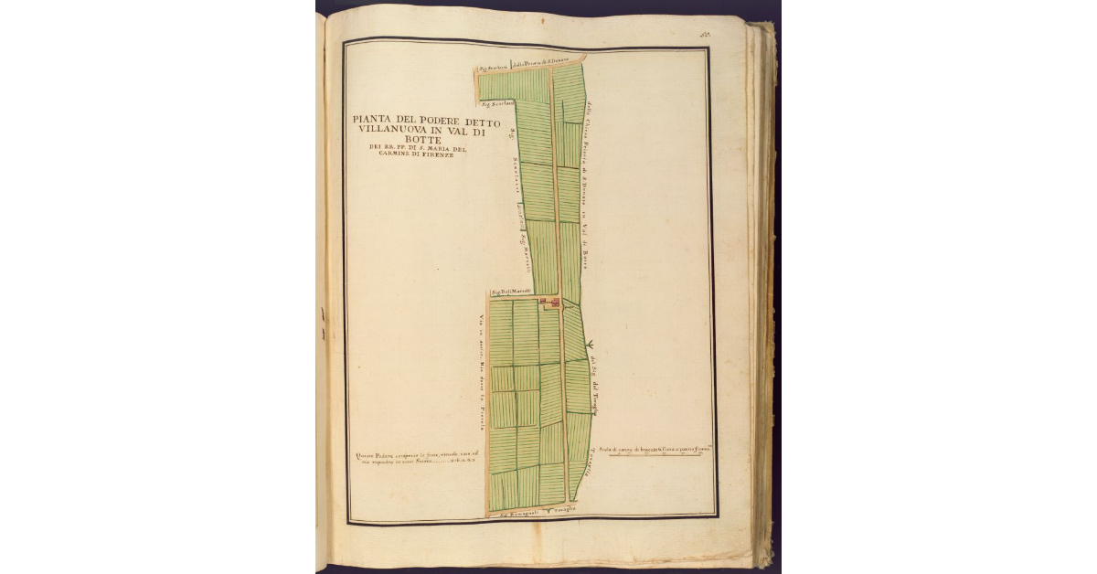 Pianta del Podere detto Villanuova in Val di Botte dei RR. PP. di S. Maria del Carmine di Firenze