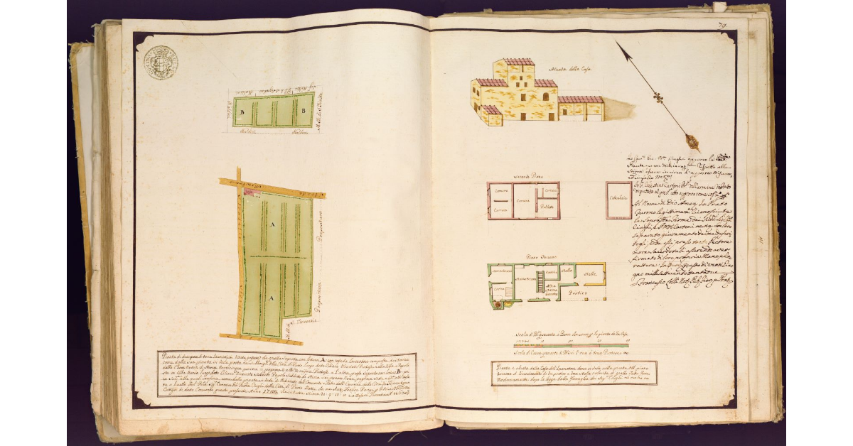 [Pianta di un podere costituito da due appezzamenti di terra con casa da lavoratore, in luogo detto Ciliano, nel Popolo della Chiesanuova di Prato]