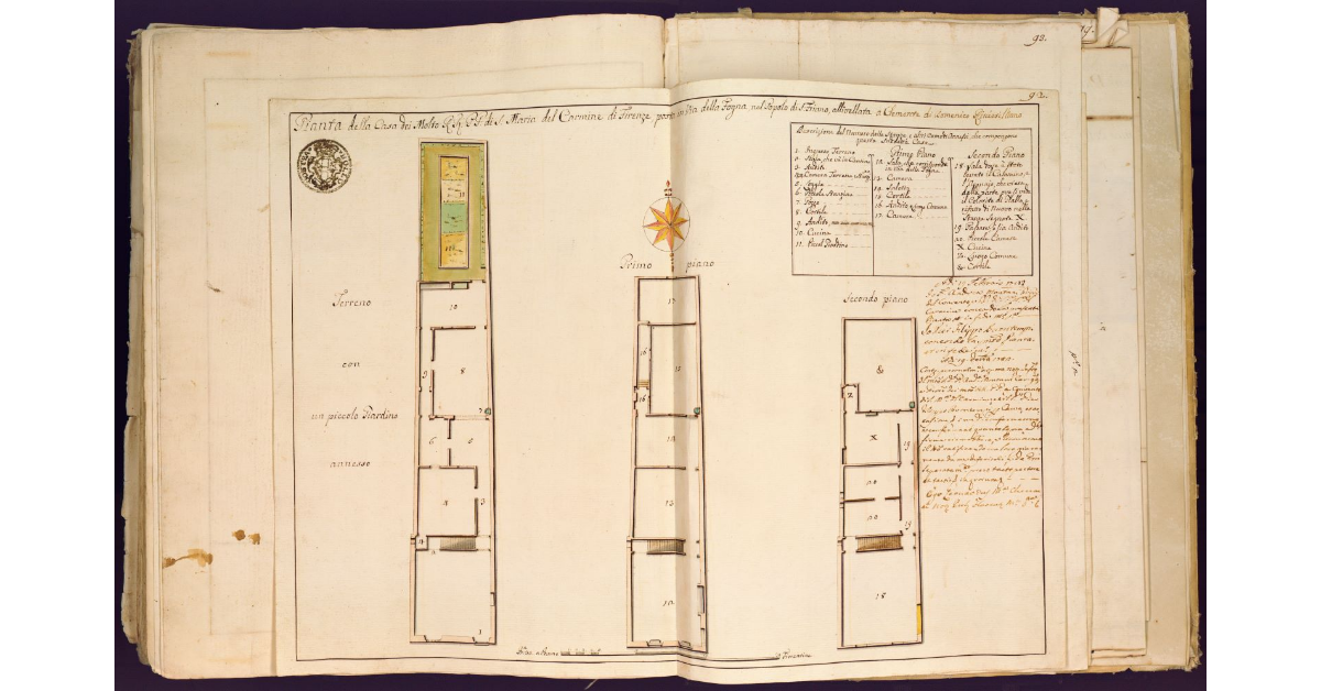 Pianta della casa dei molto RR. PP. di S. Maria del Carmine di Firenze, posta in Via della Fogna, nel Popolo di S. Friano