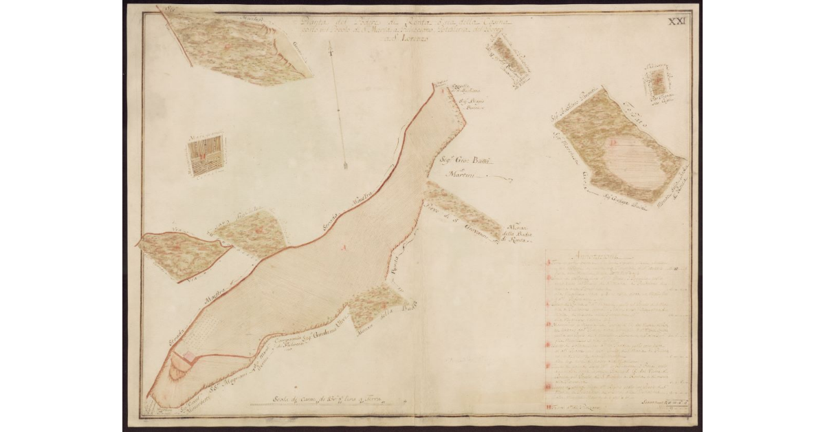 Pianta del Podere di Ronta o sia della Casina posto nel Popolo di S. Maria a Pulicciano Potesteria del Borgo a S. Lorenzo