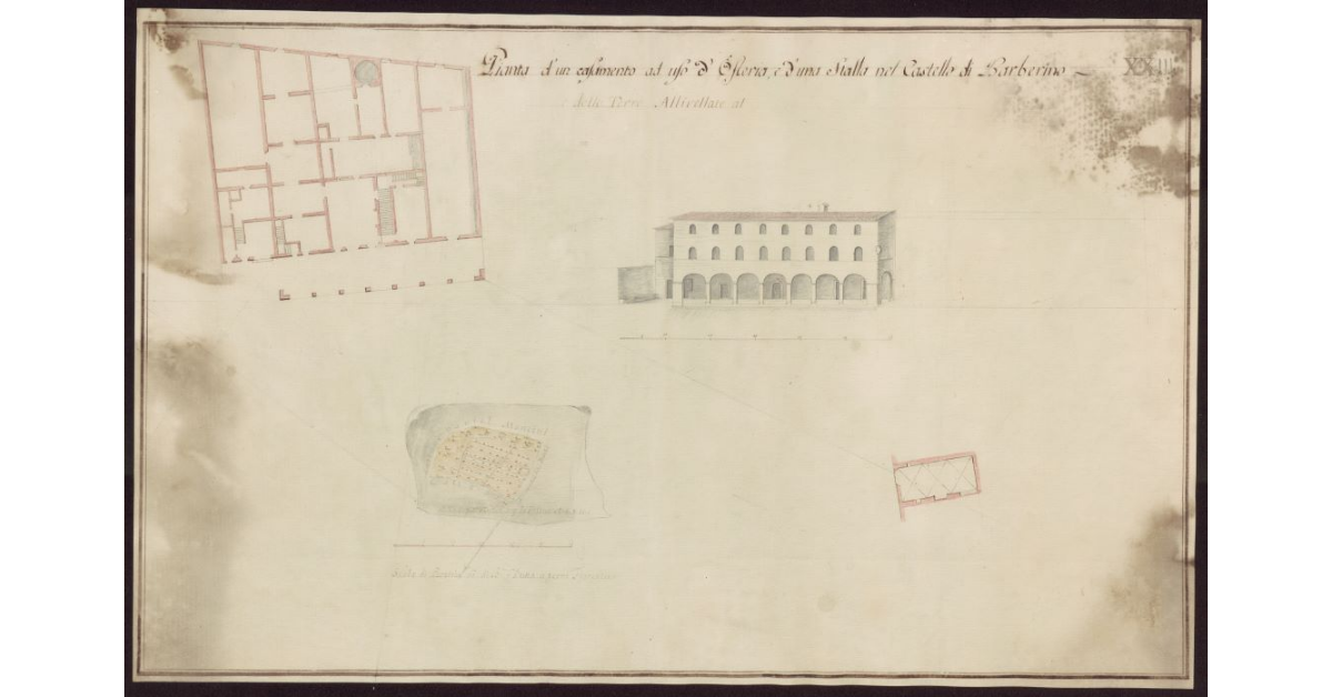 Pianta d'un casamento ad uso d'osteria, e d'una stalla nel castello di Barberino [di Mugello]