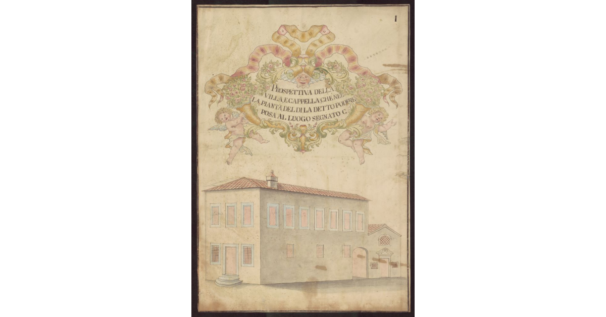 Prospettiva della Villa, e Cappella [con casa da lavoratore del Podere di S. Donato a Scopeto]