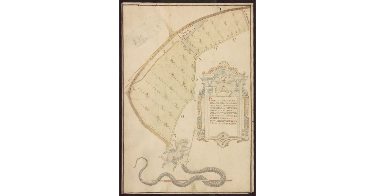 Pianta della casa e Podere della Croce, posta nel Popolo di S. Ilario a Colombaia, Potesteria del Galluzzo