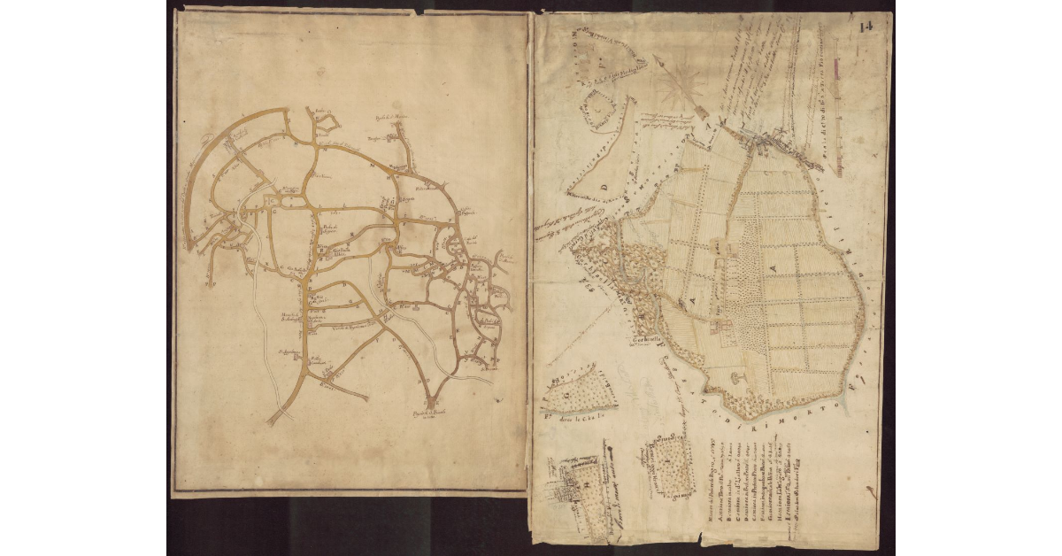 [Pianta del Podere del Poggio con tavola della rete stradale del Popolo di Mosciano]