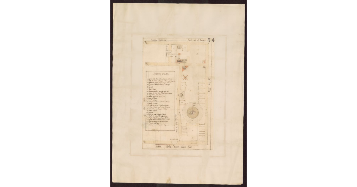 [Pianta di un frantoio sulla Strada Pubblica dentro il castello di Cerreto Guidi]