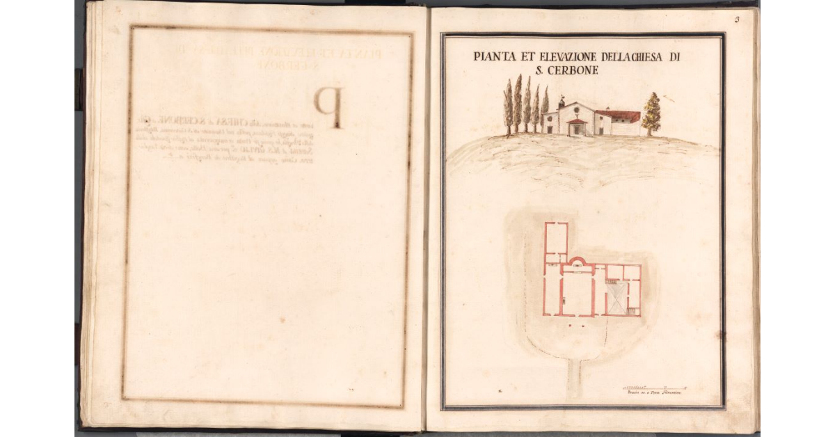 Pianta et elevazione della chiesa di S. Cerbone