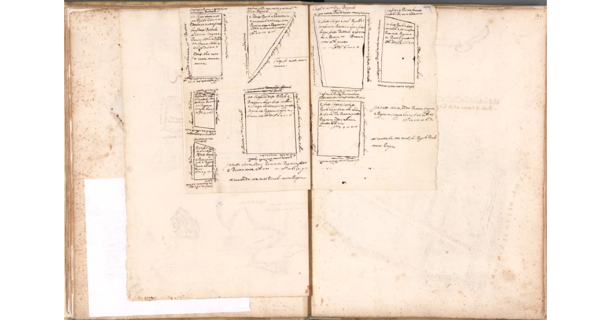 [Disegno a china nera di appezzamenti del Podere di San Cristofano a Novoli]