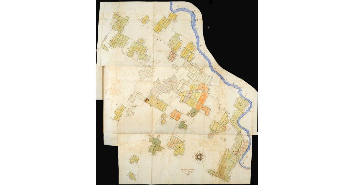 [Mappa dei nove poderi circostanti il centro di fattoria di Ponzano a Mezzana]