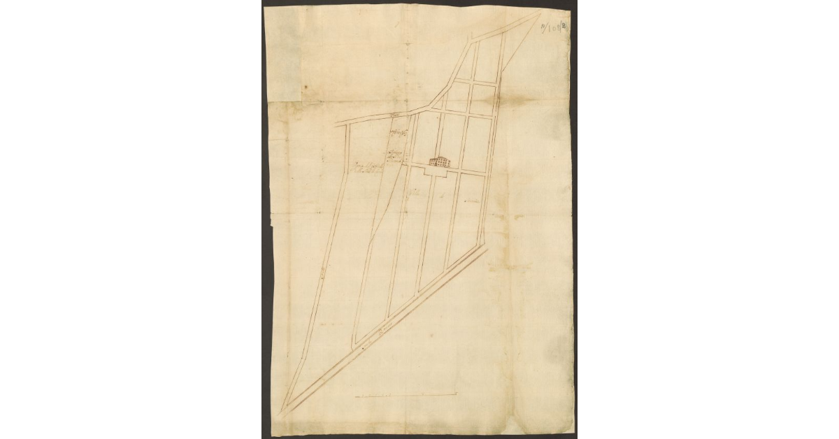 [Pianta della Villa dei Sernini con l’indicazione del terreno che lo Spedale della Misericordia di Cortona intende acquistare]