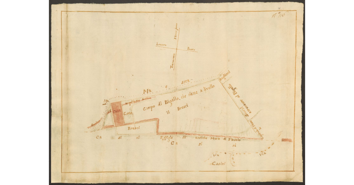 [Pianta di un appezzamento di terreno appartenente al Bigallo e concesso a livello a Francesco Bresci]
