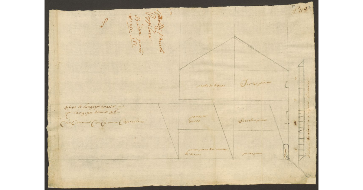 [Prospetto della casa concessa a livello al Bardini dallo Spedale di S. Niccolò di Poggibonsi]