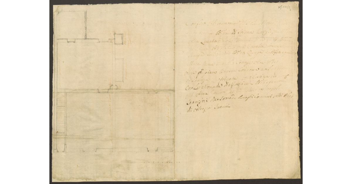 [Pianta di un edificio di proprietà dello Spedale di S. Biagio a Monticelli]