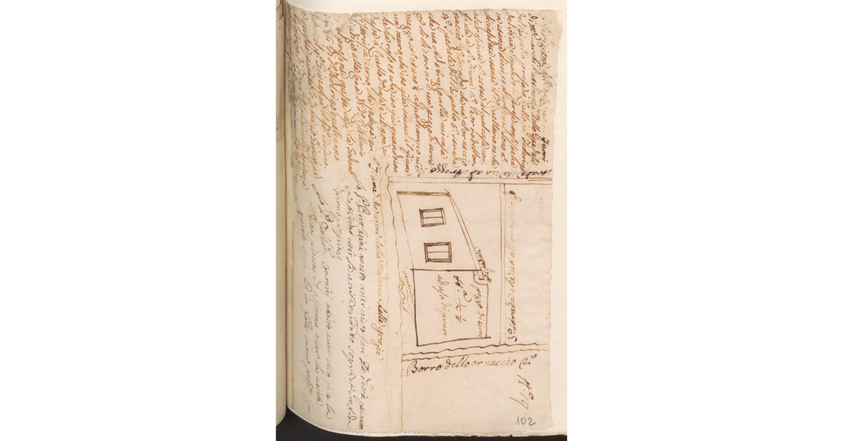 [Pianta della casa dello Spedale del Bigallo posta fuori Montevarchi, tenuta a livello da Federigo del Viva]