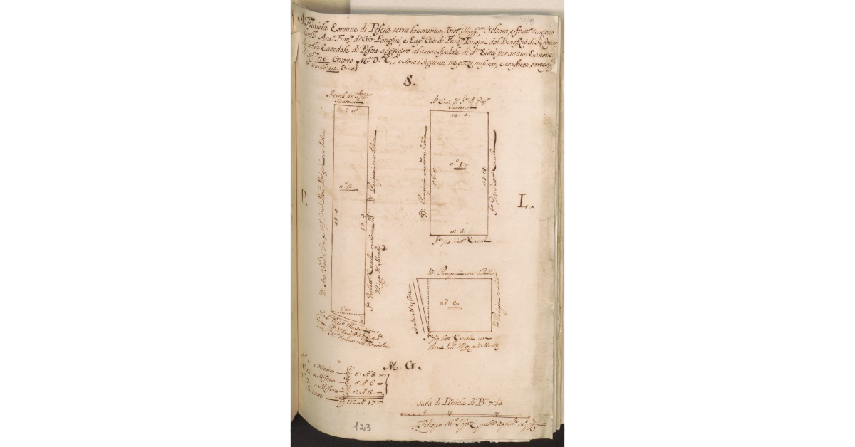 [Appezzamenti di terreno lavorativo, vitato, pioppato e fruttato, posti nel comune di Pescia tenuti a livello dai Parigini]