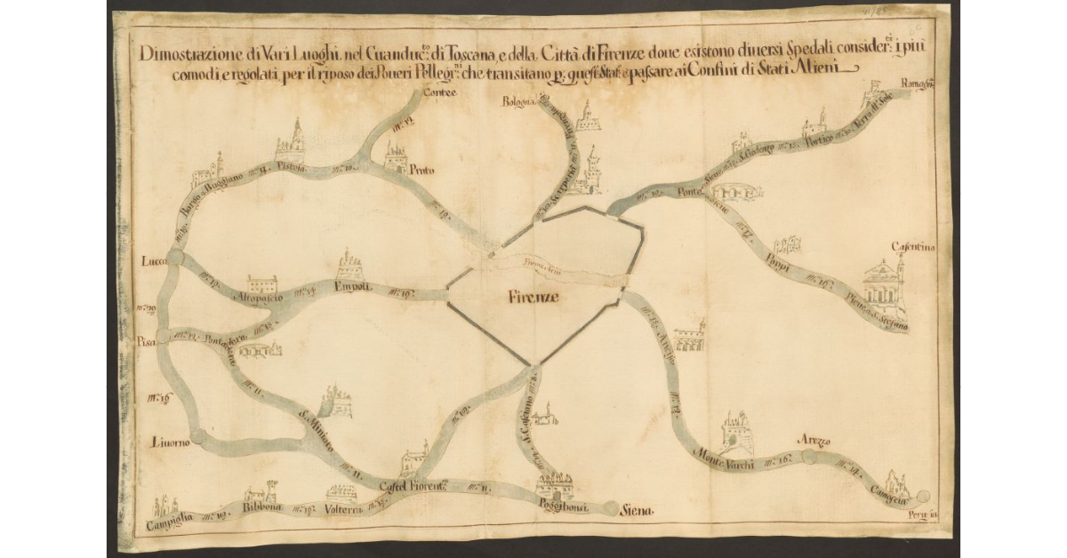 Dimostrazione di Vari Luoghi nel Granducato di Toscana, e della Città di Firenze dove esistono diversi Spedali considerati i più comodi, e regolati per il riposo dei Poveri Pellegrini, che transitano per questo Stato e passare ai Confini di Stati Alieni