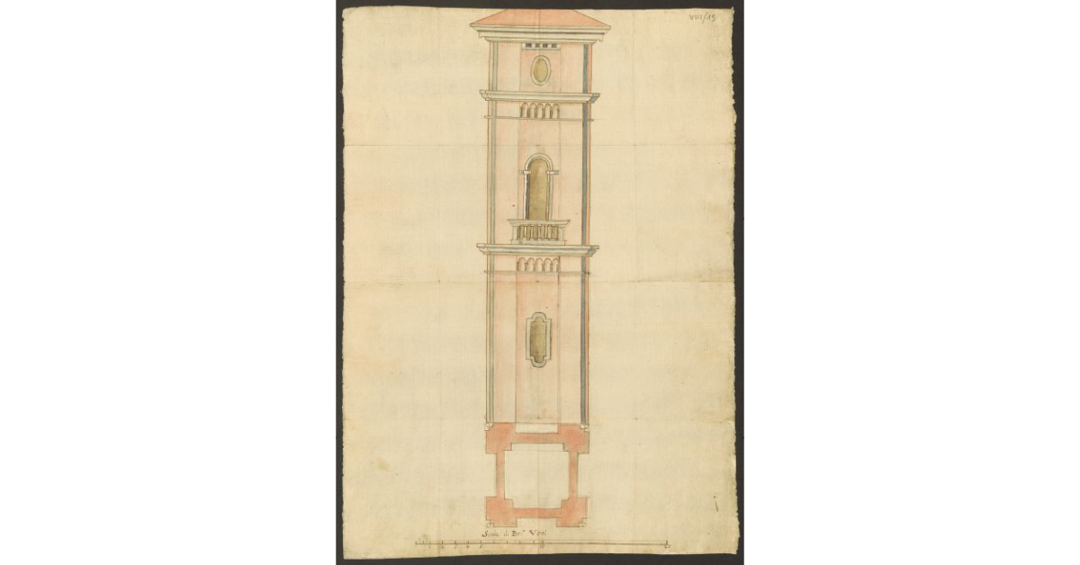 [Pianta e facciata di un campanile]