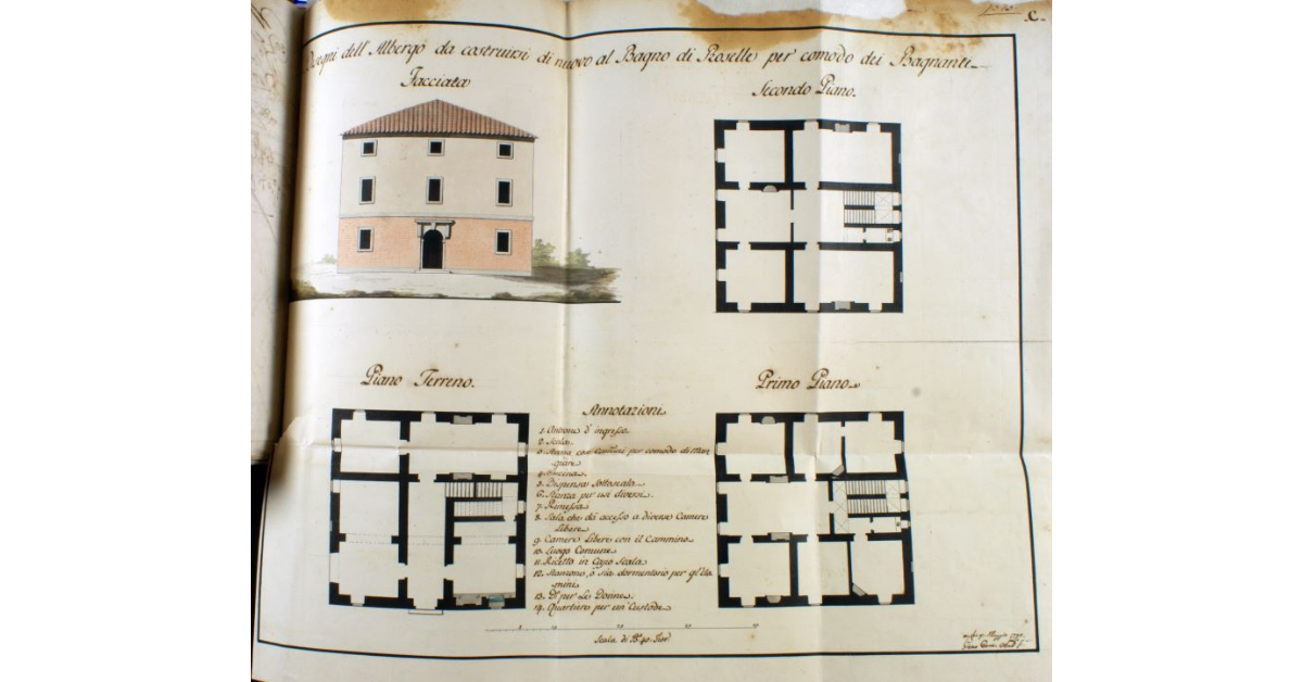 Disegni dell'Albergo da costruirsi di nuovo al Bagno di Roselle per comodo dei Bagnanti