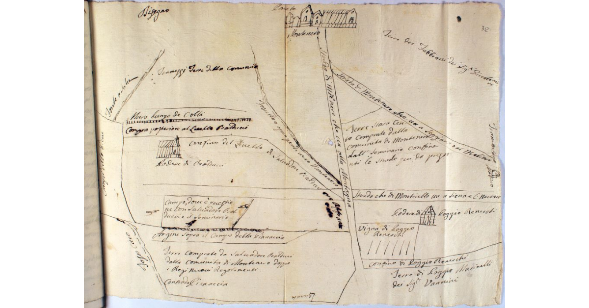 [Pianta della zona intorno all'abitato di Montenero]