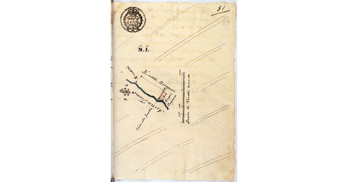 [Pianta geometrica della porzione di terreno denominata le Secchete appartenente al marchese Cambiaso]