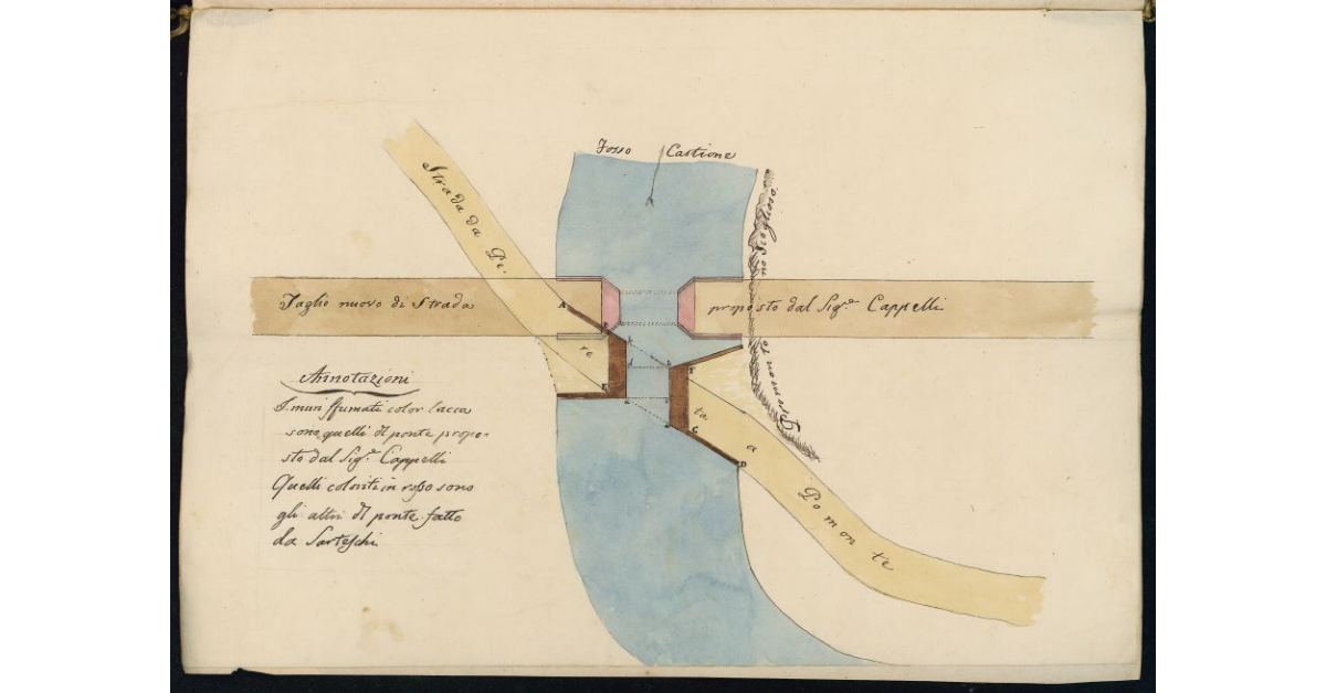 [Confronto tra due diversi progetti di un ponte sul fosso Castione]