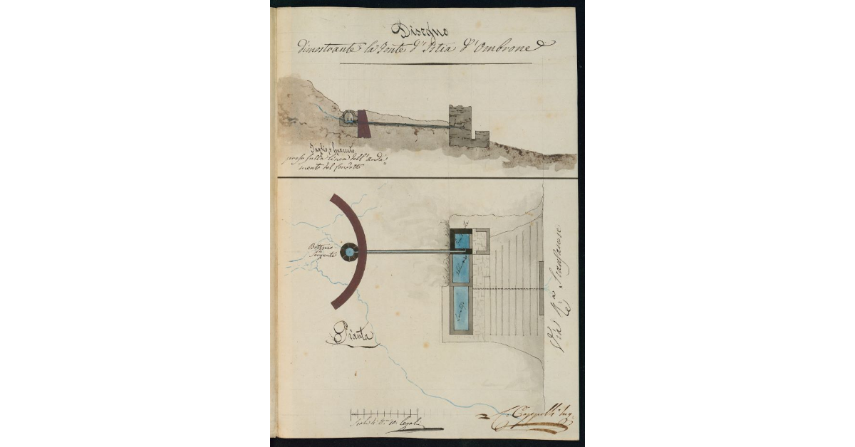 Disegno dimostrante la fonte d’Istia d’Ombrone