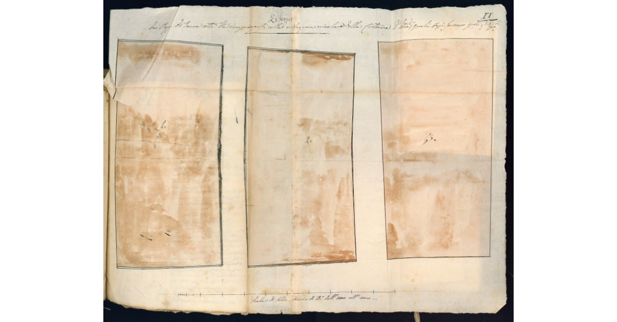 Disegno dei pozzi di terre cotte da impiegarsi nella riduzione circolare della cisterna d’Istia quali pozzi saranno grossi 3 e 1.4 di braccio